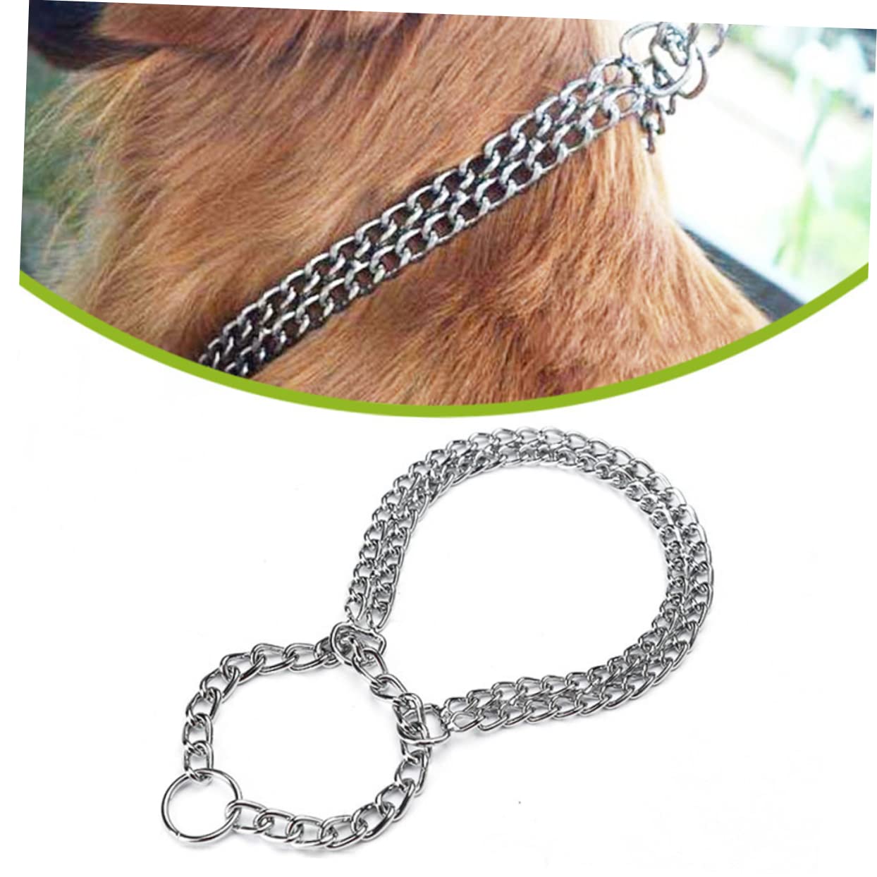 BESPORTBLE Sturdy Metal Dog Double Row Chain for Dogs Silver 2.0mm x 40cm Pet Necklace