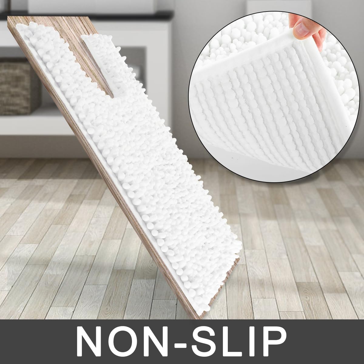 Yimobra Alfombrilla de baño de Chenilla con Forma de U para baño, máxima absorción, Suave y acogedora, Secado rápido, Antideslizante, Lavable a máquina, 24.4 x 20.4 Pulgadas