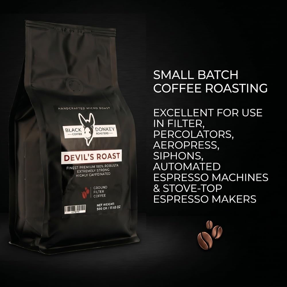 DEVIL'S ROAST | Kawa Mielona (500g) | Mieszanka Robusty | Wysokiej Jakości Robusta z Black Donkey