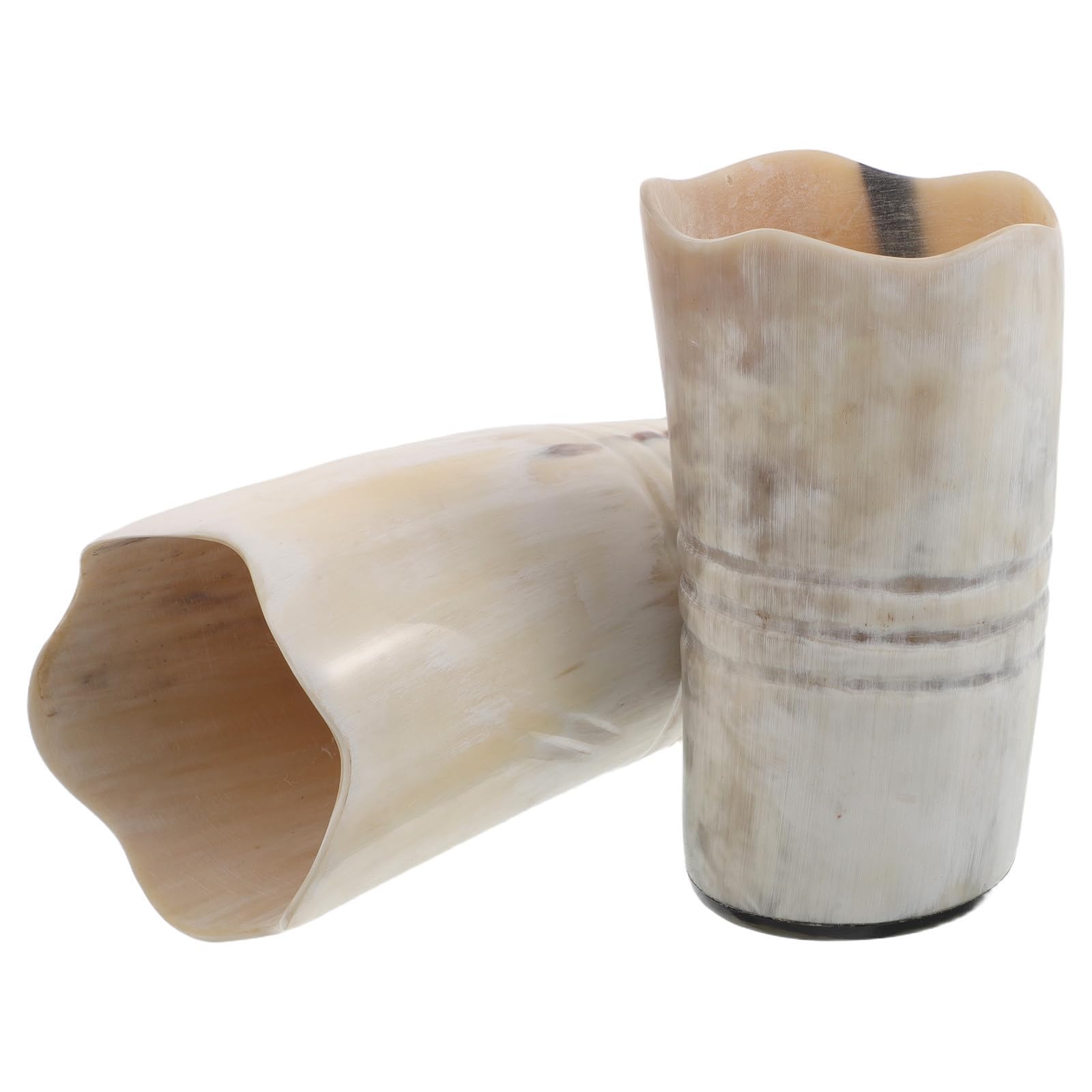 Tazas de cuerno vikingo artesanales en pack de 2 unidades con capacidades de 350ml y 200ml 1