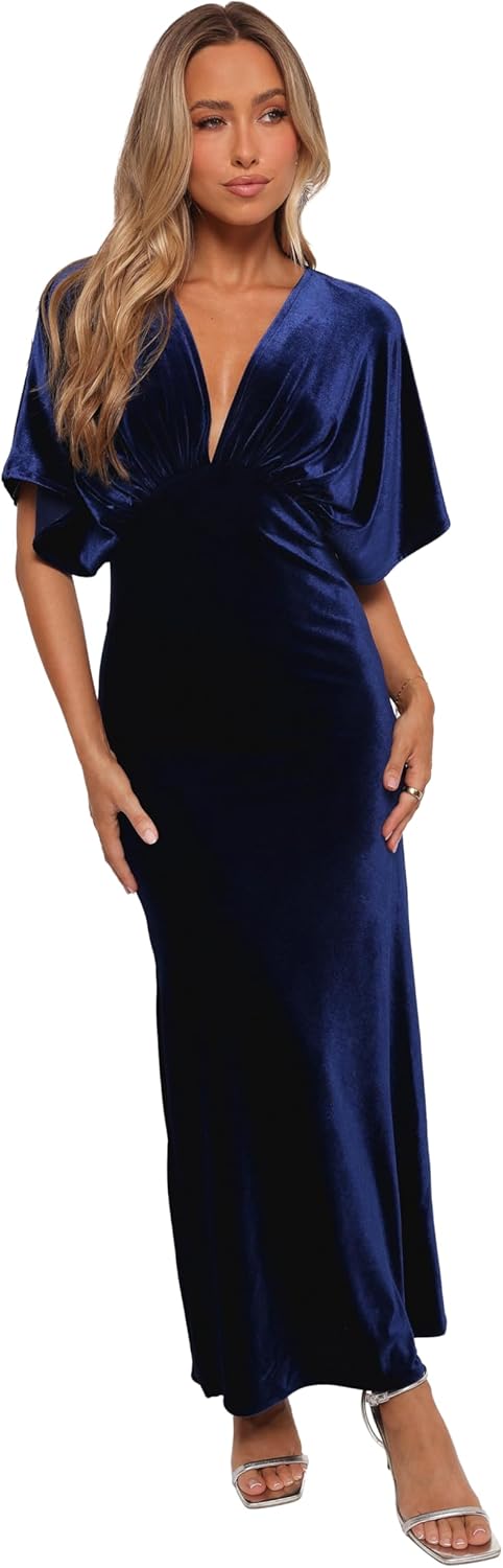 Petal & Pup Womens Ricki Velvet Maxi Dress - Midnight