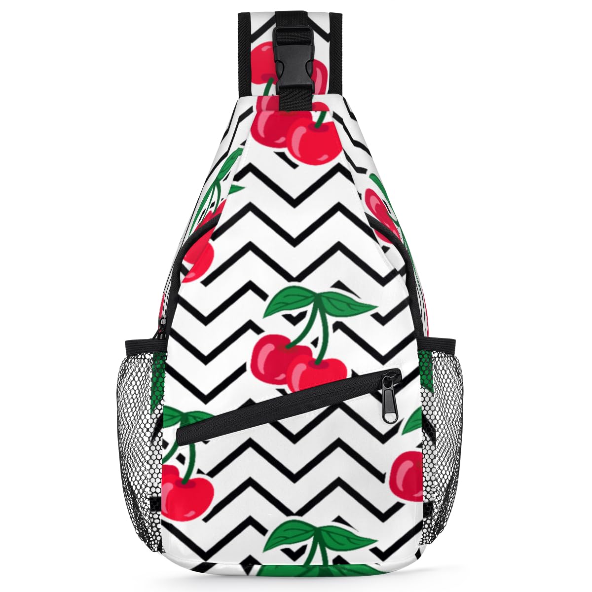 GeMeFvCherry Chevron Pattern Sling Backpack Chest Bag Crossbody Shoulder Bag, Gym Cycling Travel Hiking Daypack for Women Men(Cherry), Cherry Chevron Pattern, 7.9 x 3.5 x 14.2 inches