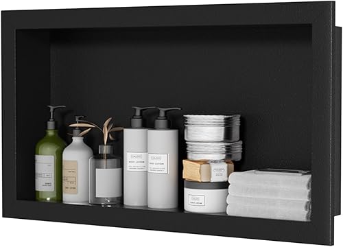 Miniatura 10 de Nicho de ducha de acero inoxidable de 12 x 24 pulgadas, estantes individuales impermeables, organizador de baño sin azulejos, estante de pared