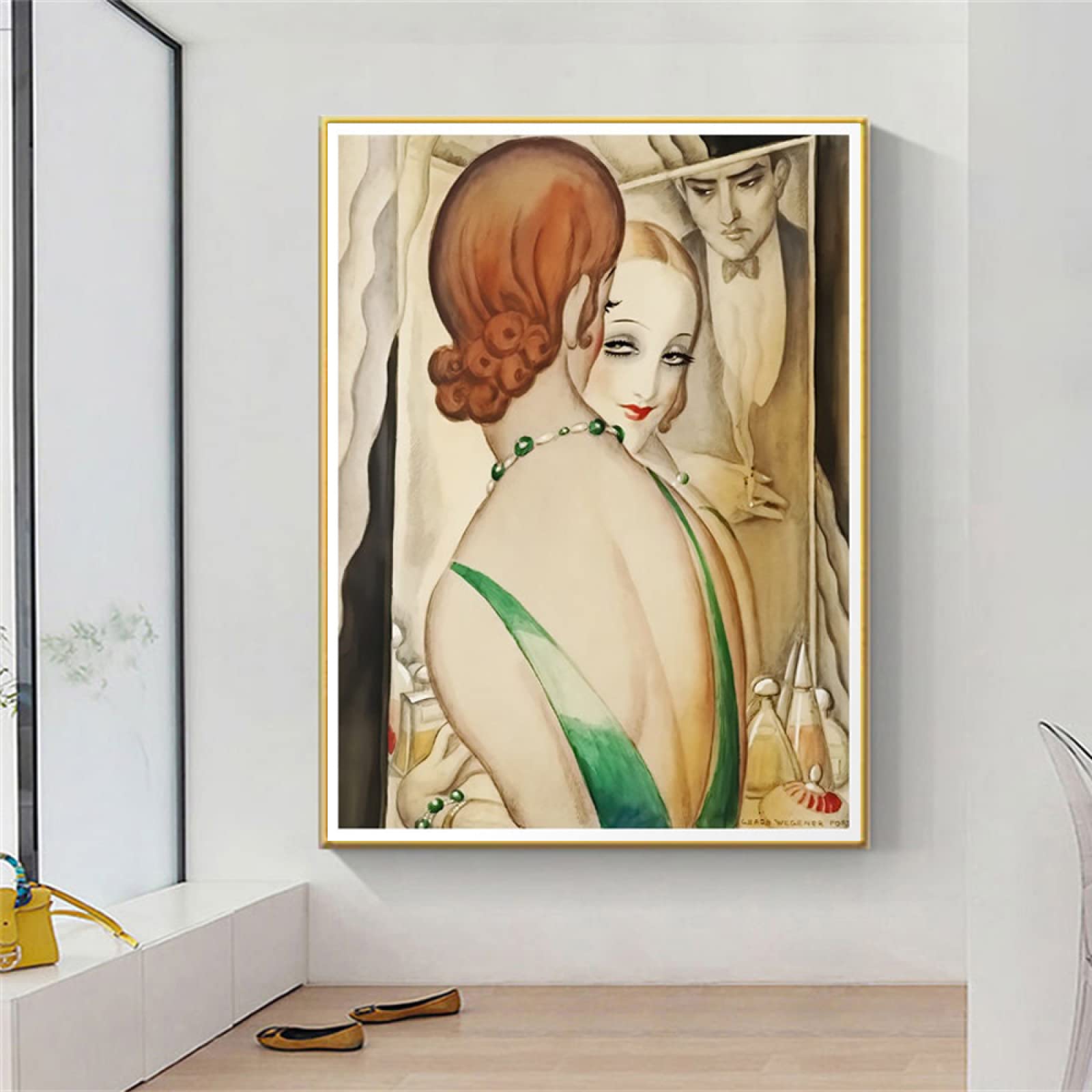 ヴィンテージ 女性肖像画 オーバル額装 絵画 インテリアアート 中古 Amazon.co.jp: Impression ウォールアート キャンバス絵画 鏡の