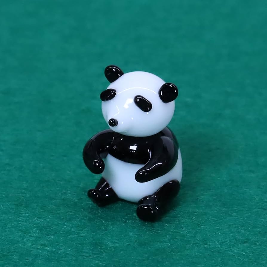 パンダ　ガラス細工トレイ　ガラス工芸品　レア品 動物園 おみやげ パンダ ミニチュア ガラス細工 置物 飾り