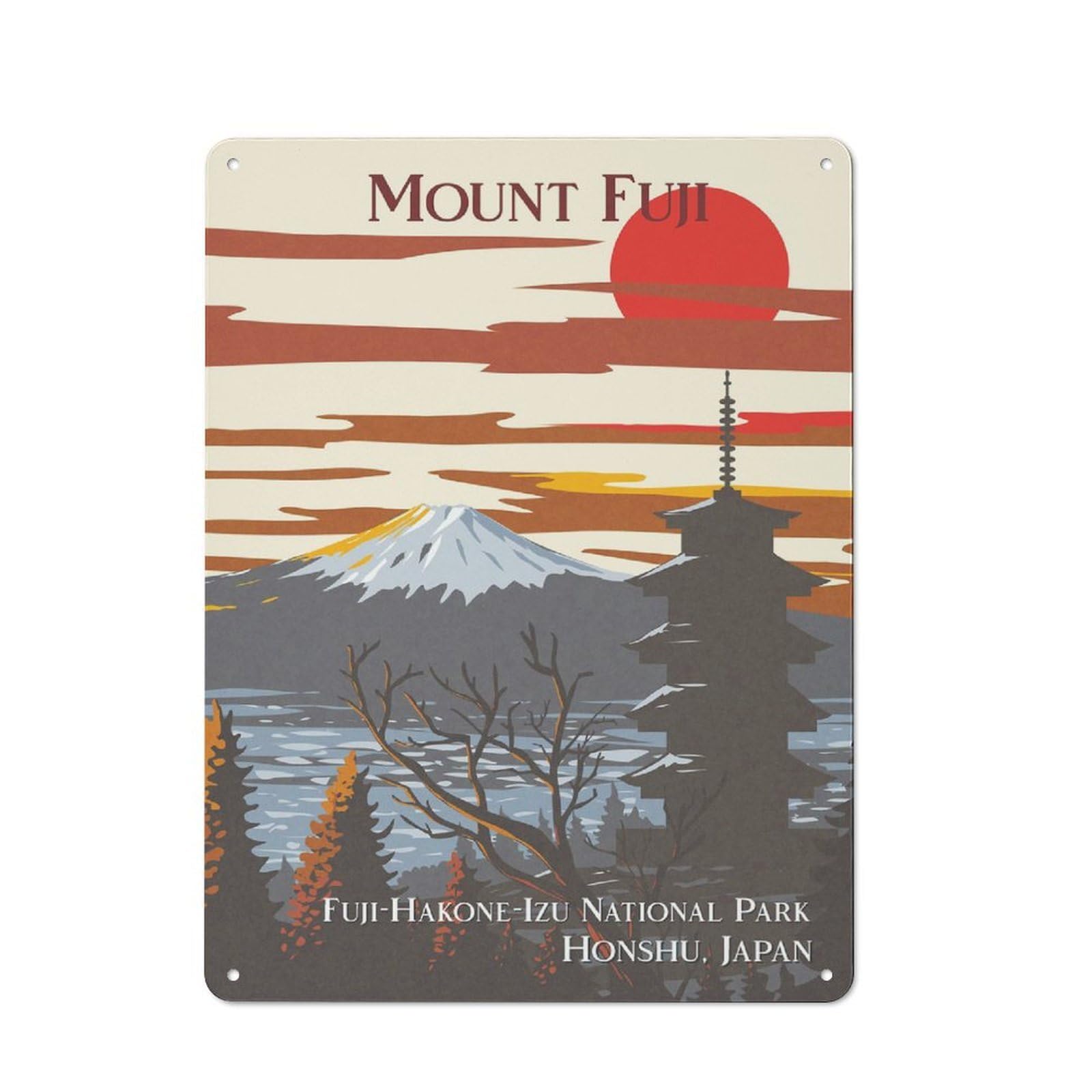 Mount Fuji Metal Wall Sign 40x30cm, Rustic Classic Pub Decor for Cafe, Pub, Workshop Or Home Bar