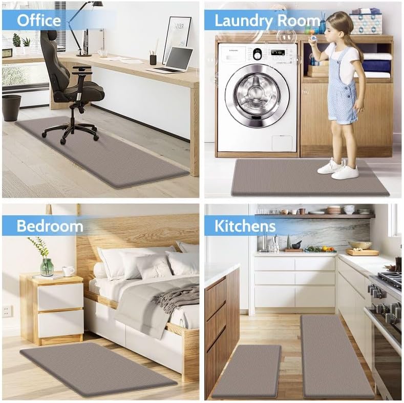 Miniatura 7 de StepLively Tapete de cocina, 2 piezas de alfombras de cocina, tapetes de cocina acolchados para piso, tapete antifatiga, juego de alfombras de