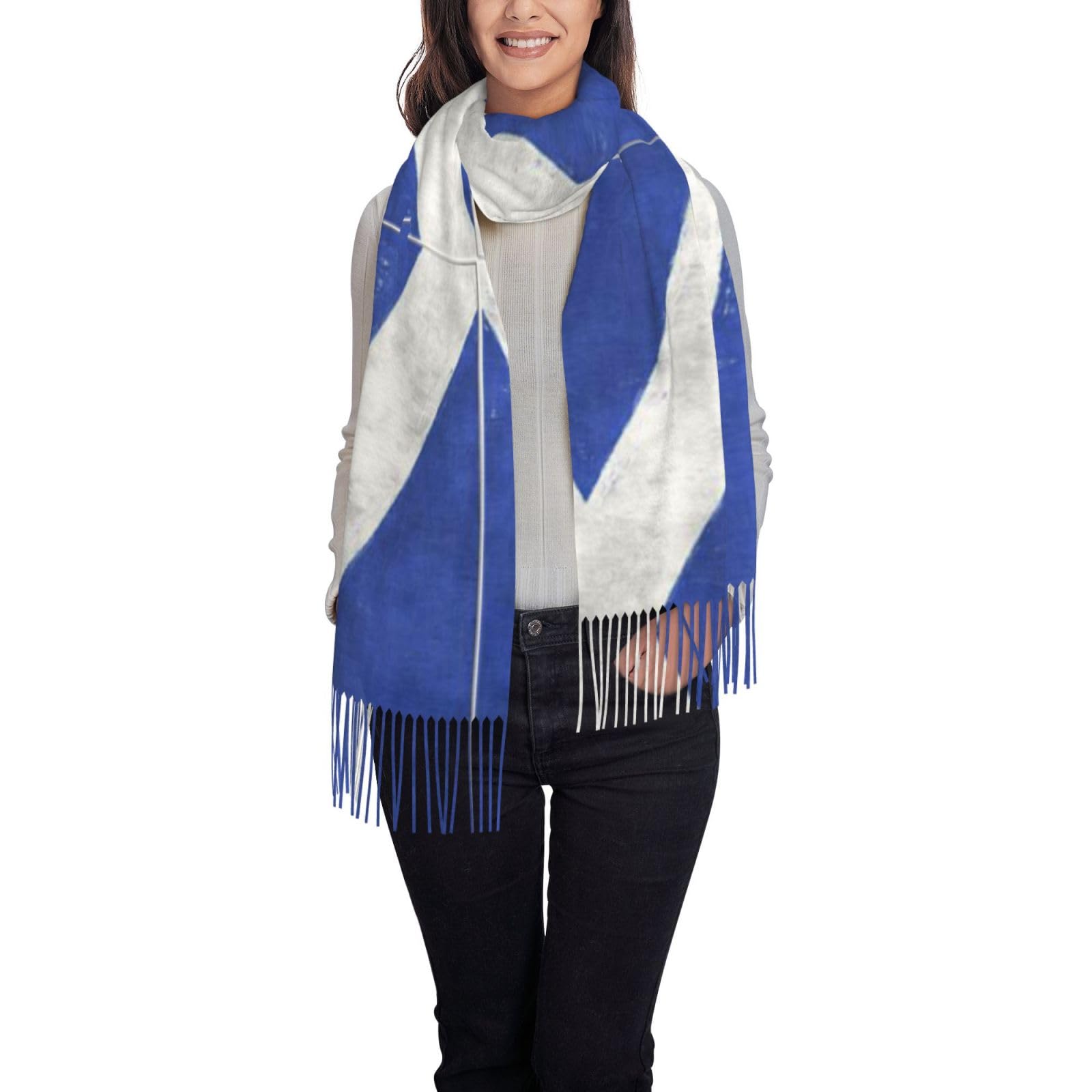 Ouyniei Women's Scottish Stylish Printed Scarf For - Soft Fringed Shawl Wrap, Winter Fashion Accessory & Gift