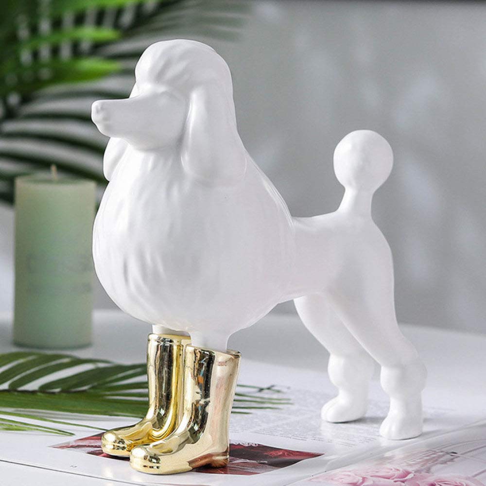 Statuetta di Cane Barboncino in Ceramica Statua Decorazione della casa Oggetti da Collezione Fatti a Mano Arte Animale Accessori per Soggiorno Ornamento da tavola Regali, 2