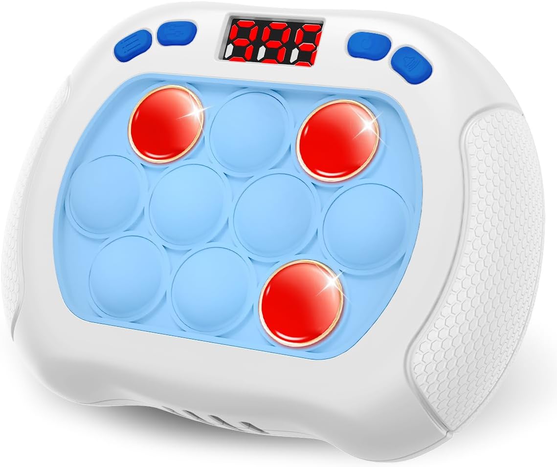 Light Up Pop Fidget Toys for Kids, Fast Push Bubble Game Controller, Electric Sensory Handheld Toy with LED Screen, Quick Push Toy for Boys Girls 3-12 Years Old,White