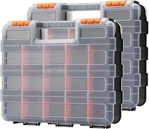 MIXPOWER Organizador de doble cara de 34 compartimentos con polímero resistente a los impactos y separadores de plástico extraíbles personalizables,