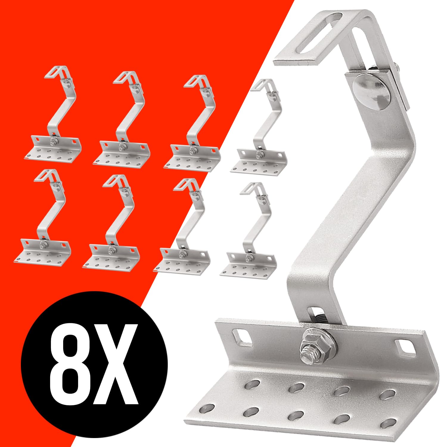 8x Dachhaken 115mm Photovoltaik Solarmodule PV Ziegeldach Halter