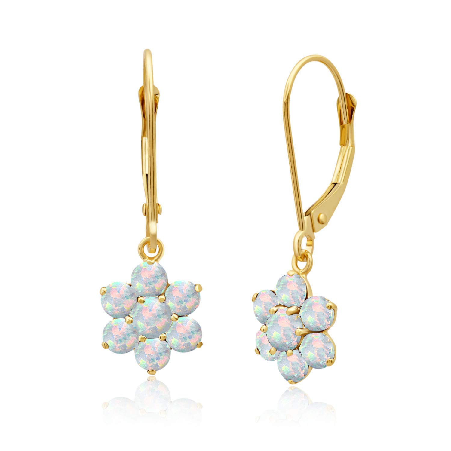 925 Sterling Silver with 18K Gold Overlay Dangle Earrings for Women | Hypoallergenic Birthstone Earrings with Leverback | Simulated Gemstone Dangle