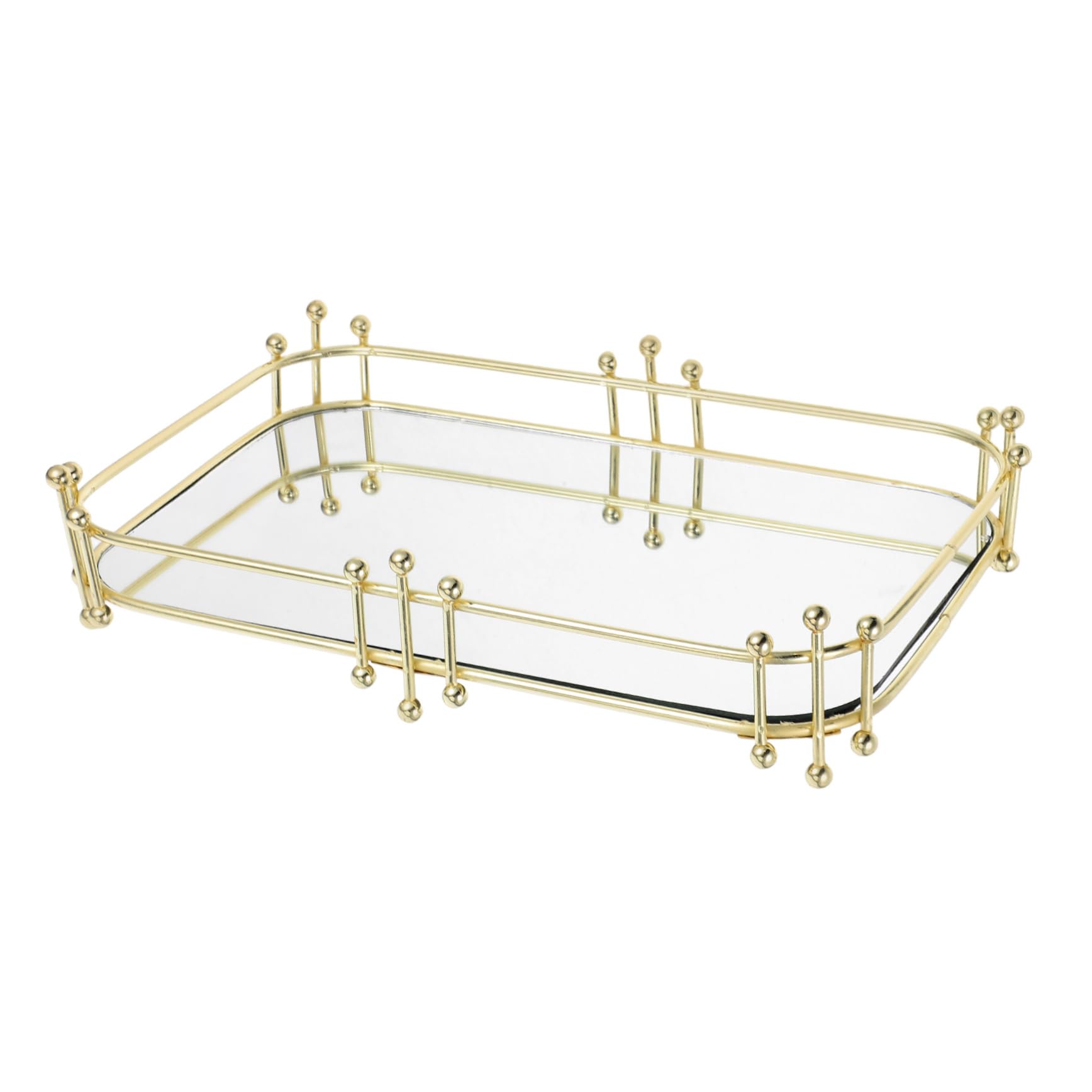 DINHEAROM Decorative Vanity Tray Spacious Makeup Organizer for Countertop Multi-Functional Storage for Bathroom Rv Camping Stylish Design for Perfume Items Easy to Clean Iron Tray