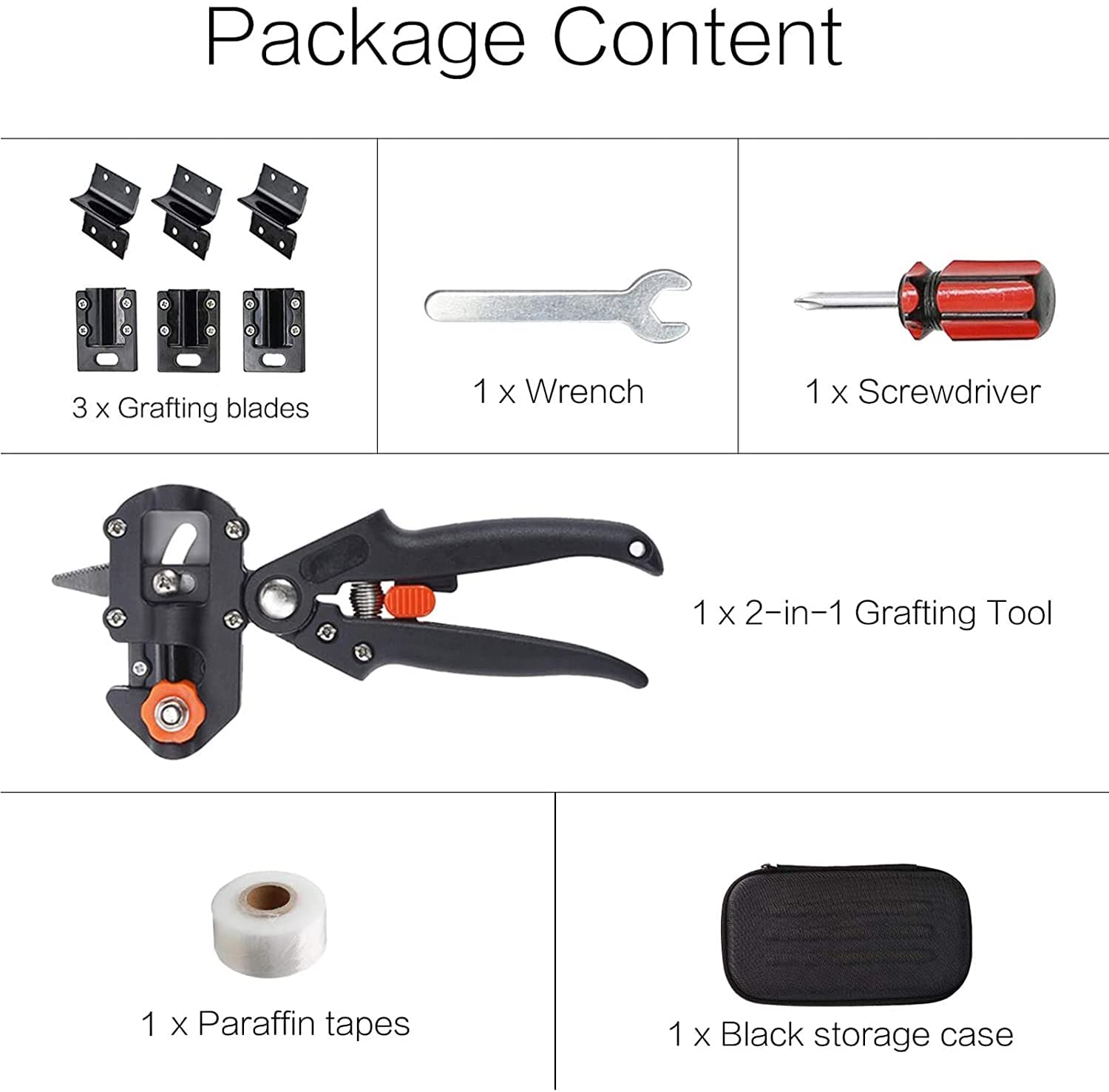 Kit per potatore per innesti, cesoie per potatura per piante da frutto da giardino professionali Set di utensili da taglio per innesti inclusi 3 lame di ricambio Nastro per innesti Forbice per in