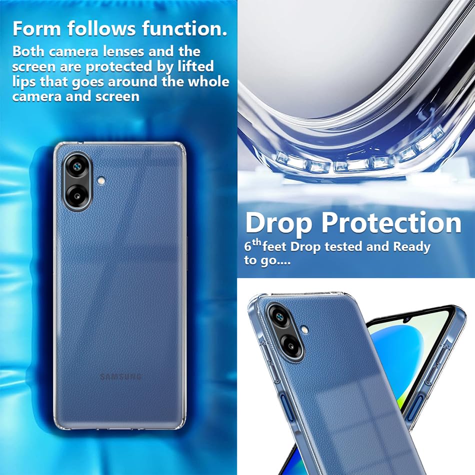 Image of Fashionury Crystal Clear Case for Samsung Galaxy F70e 5G | Yellowing Resistance | Transparent TPU Silicone | Raised Camera Lips | Slim Transparent Cover