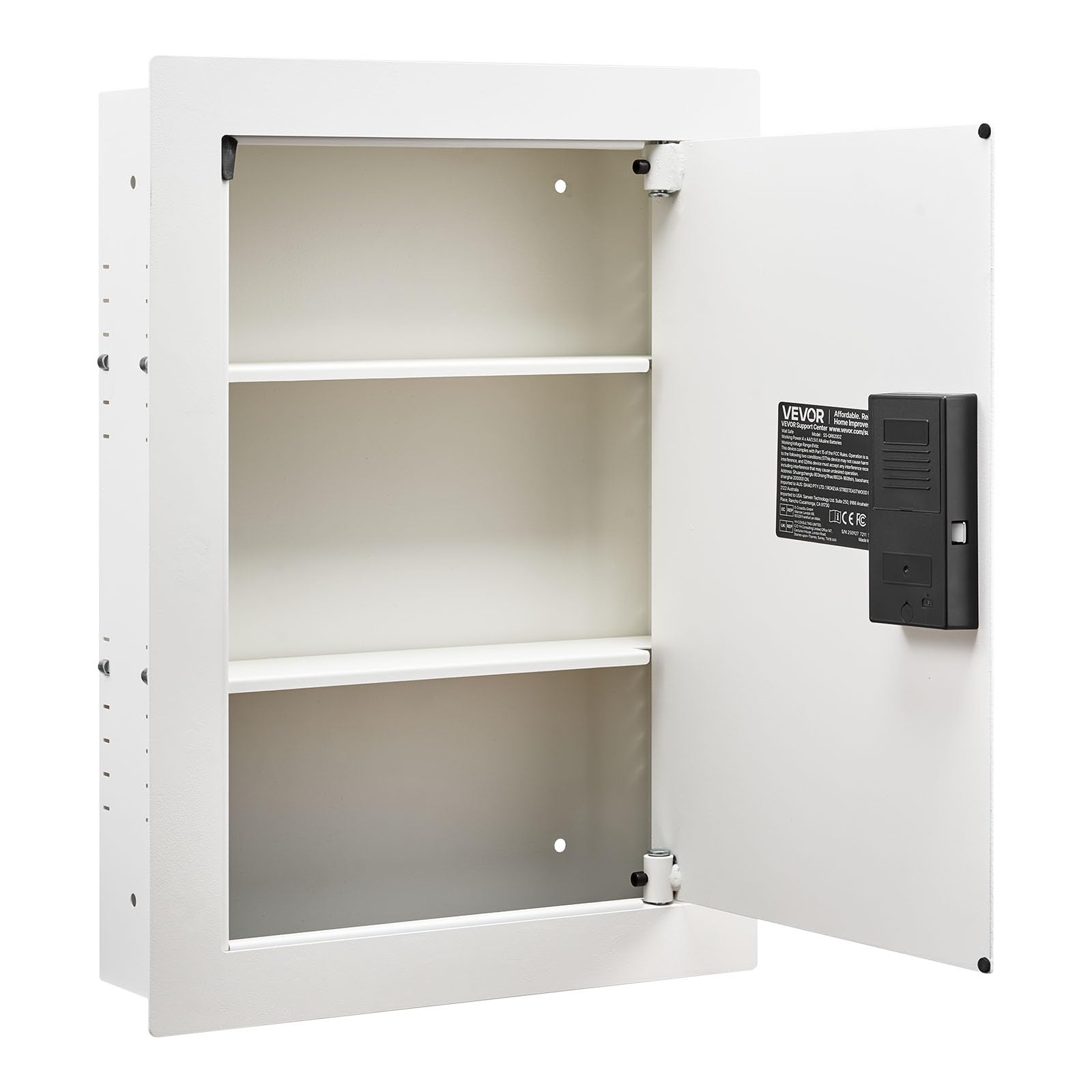VEVOR Cassaforte a Muro da 102 x 413 x 559 mm con Password e Chiave, Alloggiamento Integrato in Acciaio Laminato a Freddo Q235 con Ripiani Regolabili e Illuminazione a LED, per Denaro, Gioielli