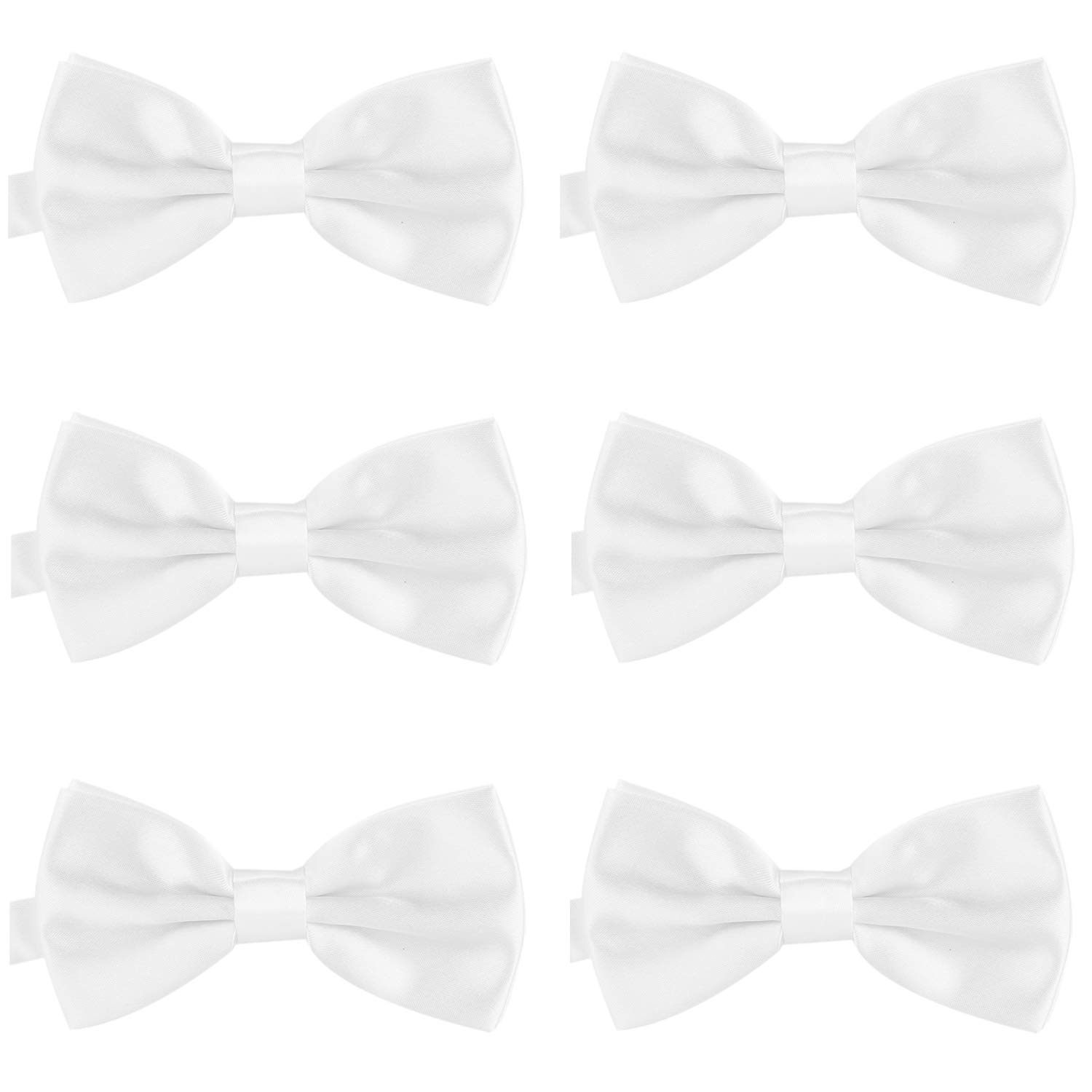 DonDon Set of 6 Men’s bow tie 4.72 x 2.36-12 x 6 cm already tied and completely adjustable White