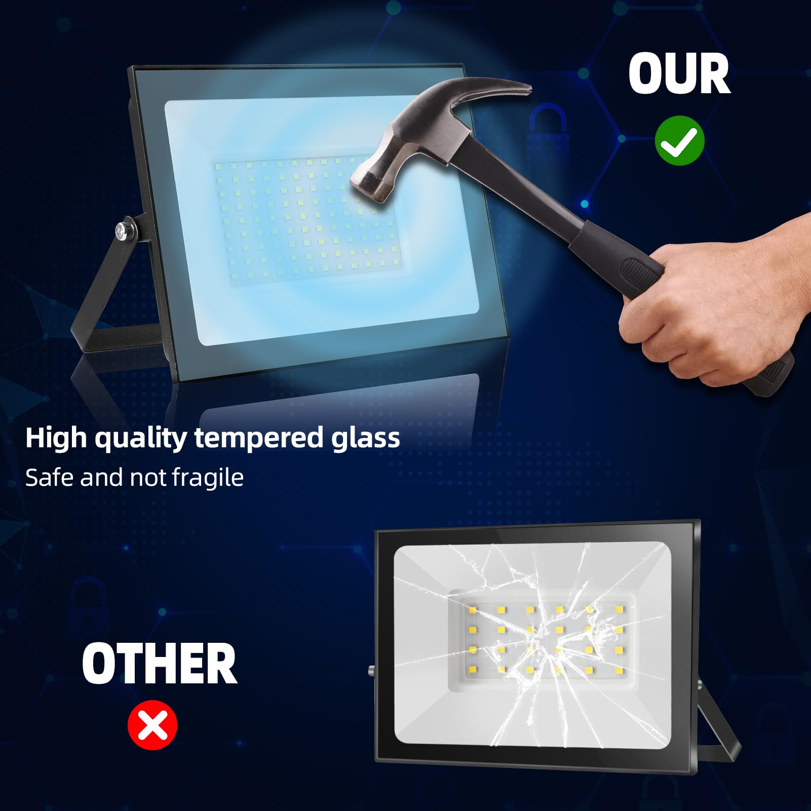 DayFlicker Lot De 2 200 W RGBWA + UV Projecteurs LED Par COB Avec Porte De Grange, 3500~7500 K Lumière De Scène DMX/audio/maître-esclave Lumière DJ Pour Fête, Mariage, église, Théâtre