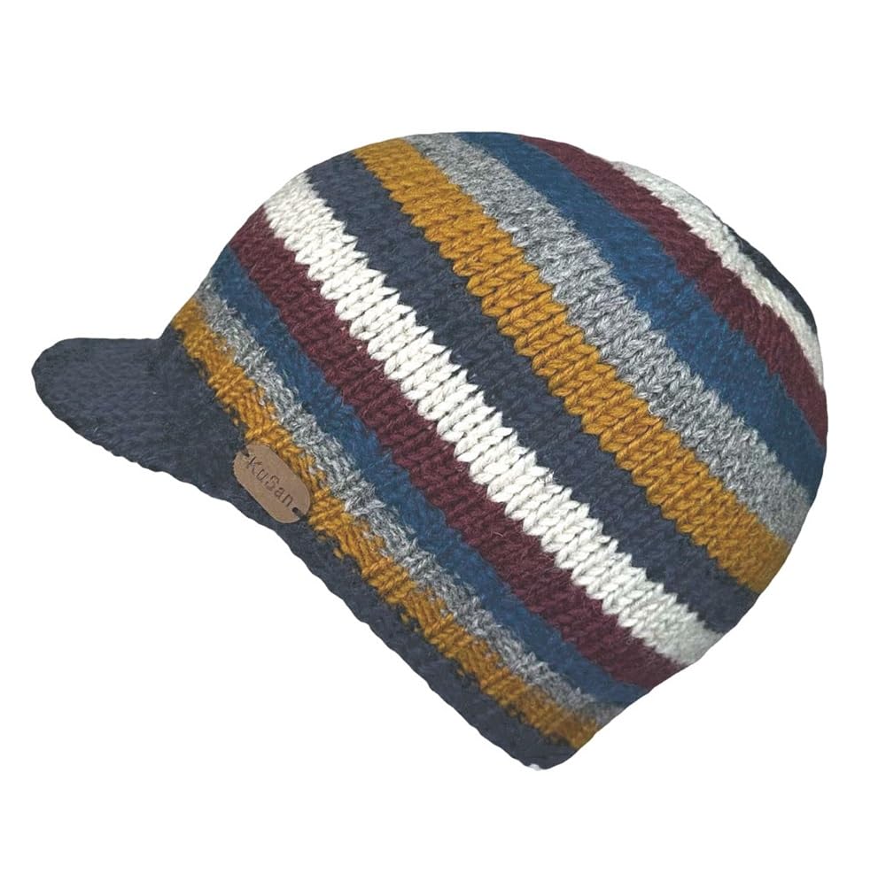Kusan Peaked Beanie Cap (UK, Alpha, One Size, Navy Stripe)