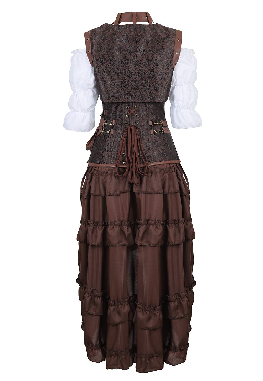 Grebrafan Steampunk Corsage Retro mit Piraten Rock und Bluse | Karneval Kostüm Korsett Damen Steam Punk