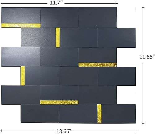 Miniatura 8 de XUANINY Azulejos de metro compuestos de aluminio para despegar y pegar, calcomanías de suelo con textura 3D, paneles de pared autoadhesivos para