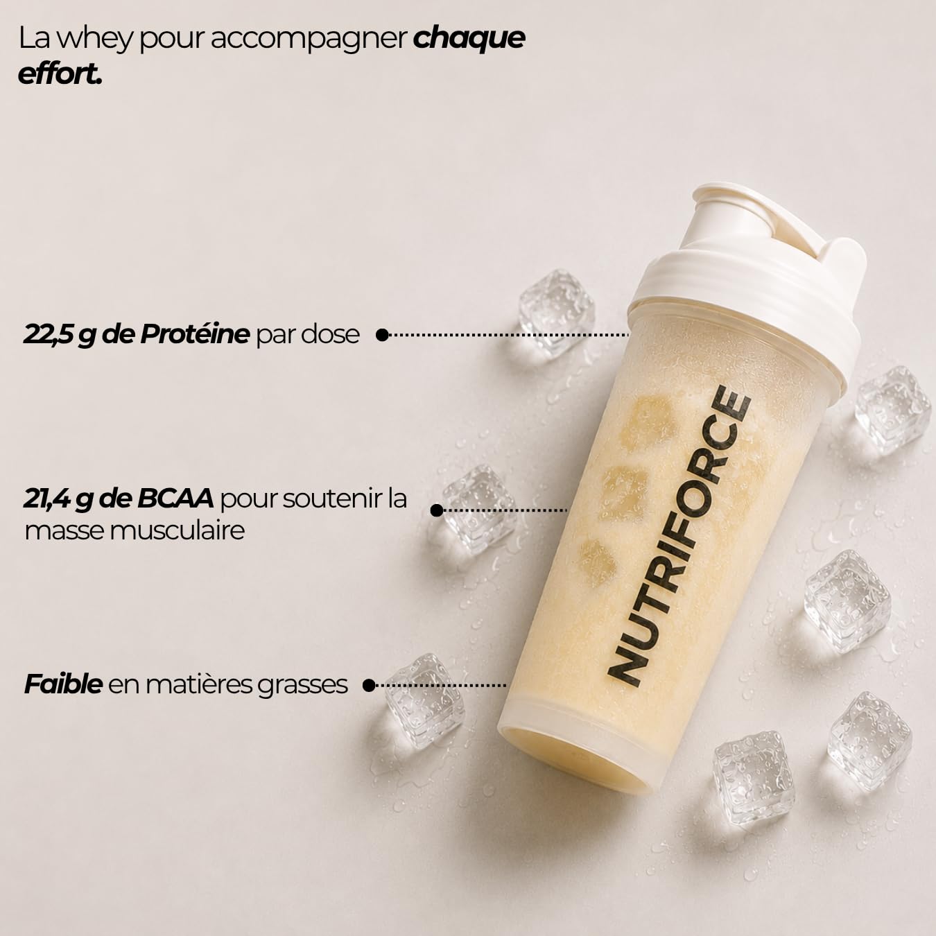 Whey protéine 100% Française - Faible en lactose (750g, Vanille)
