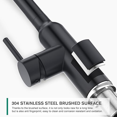 Miniatura 5 de CREA - Llave de cocina color negro, llaves de cocina extraíbles con rociador de 3 modos, llaves de lavandería para servicios públicos de un solo