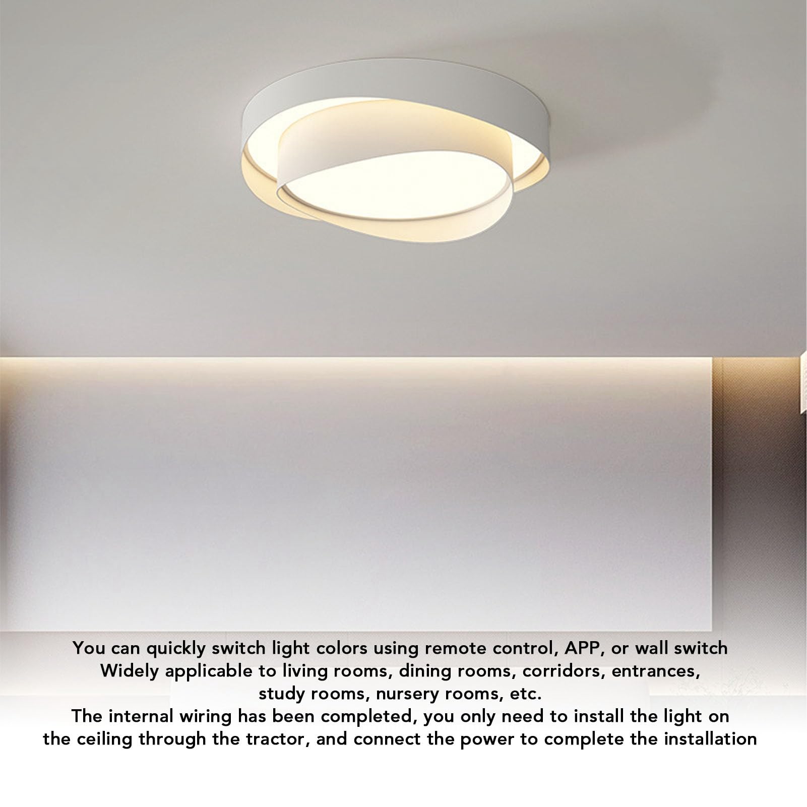 Yctze Nowoczesne ściemniaczowe LED Sufit Lightrut 3 Kolorowa Temperatura 3000K -6500K do Sypialni, Kuchni, Salonu - Elegancki Biały Design