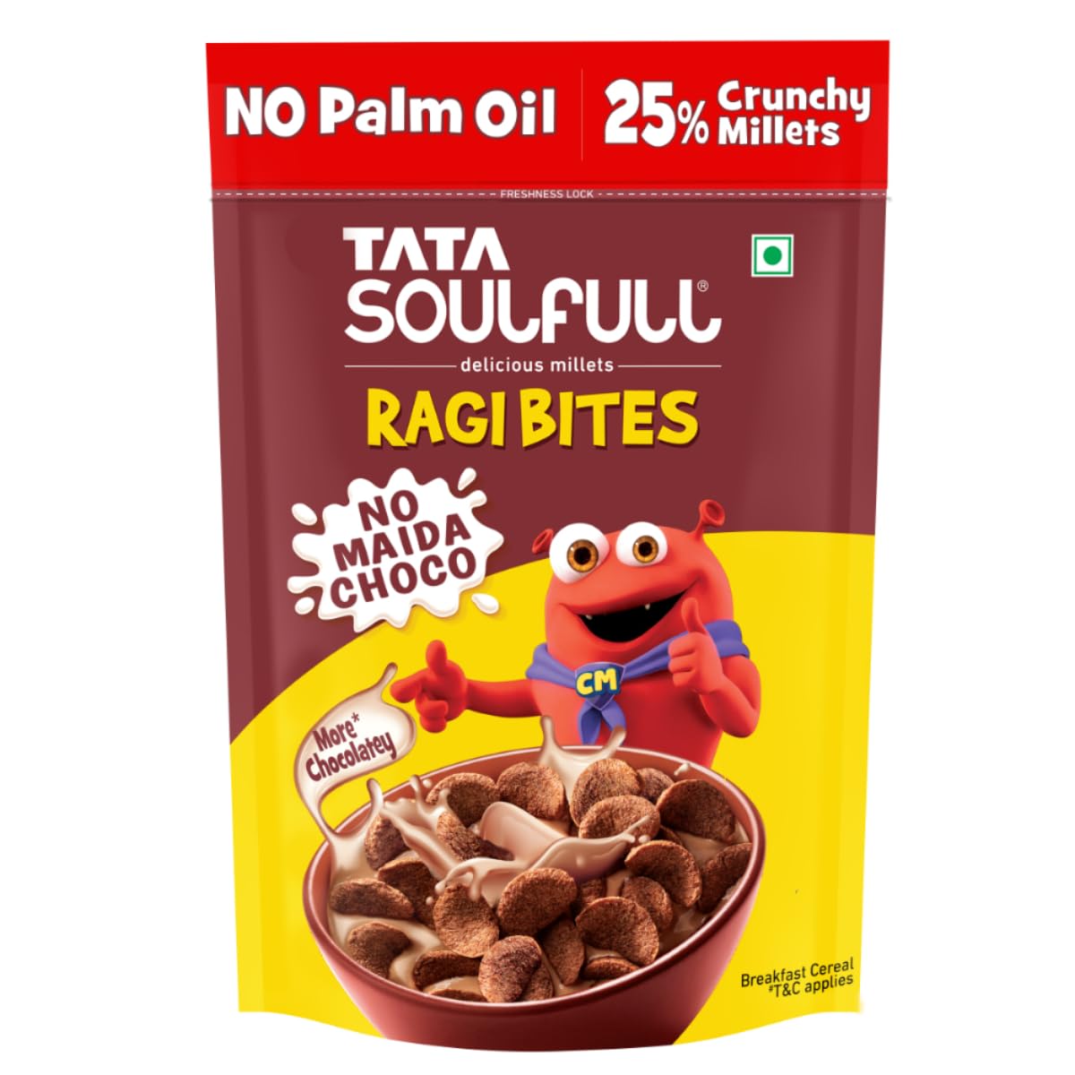 Tata Soulfull Ragi Bites No Maida Choco, Yummy Chocolatey, 375g, Delicious Millets, 7 Grains, High in Protein, Rich in Calcium, Breakfast Cereals