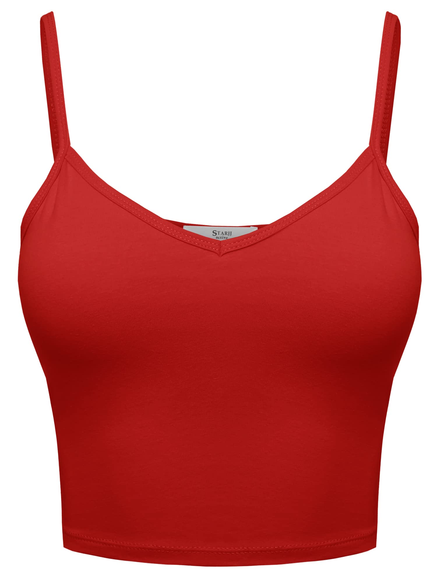 Womens Basic Yoga Cotton Longline V-Neck Padded Sports Bra Cami Crop Top
