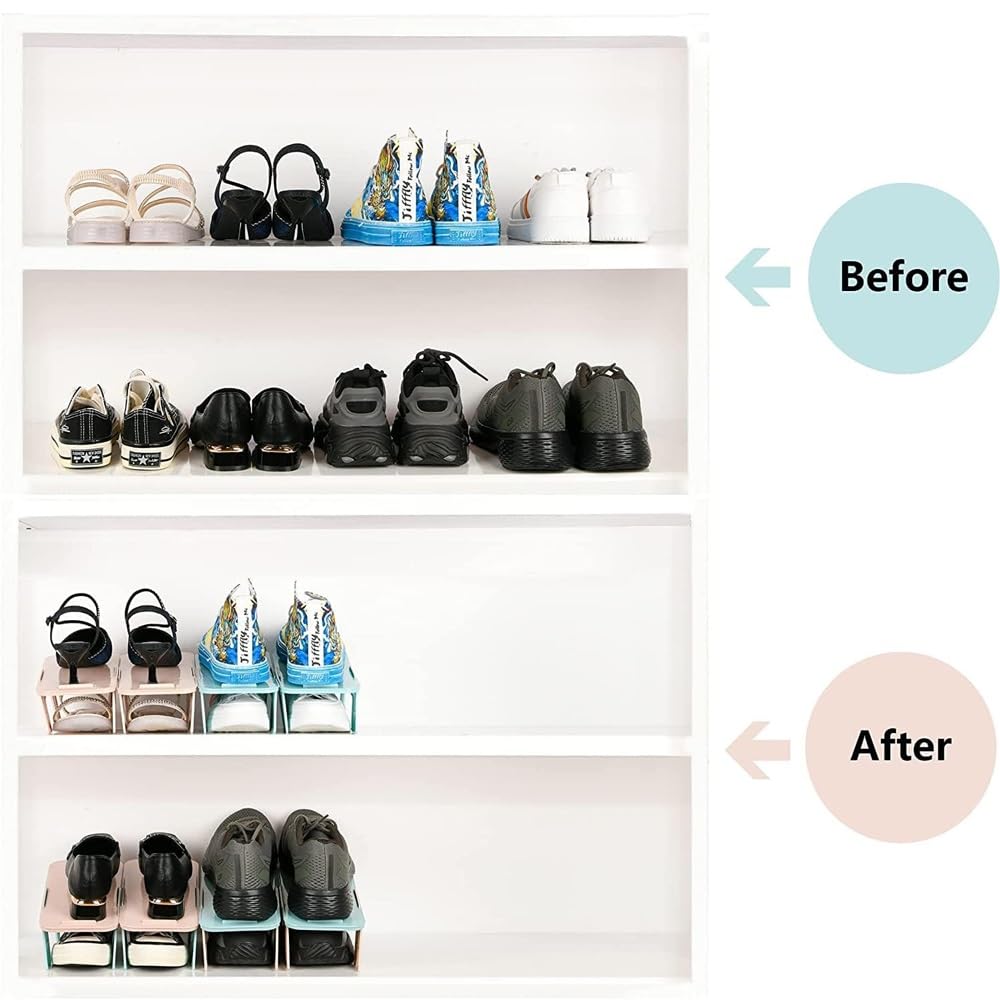 20er-Pack Schuh-Slots-Organizer, Neuer Upgrade-Doppelschicht-Schuhstapeler, weißer Stapel-Schuhregal-Halter, platzsparend for Schrankorganisation und Aufbewahrung von Schuhen