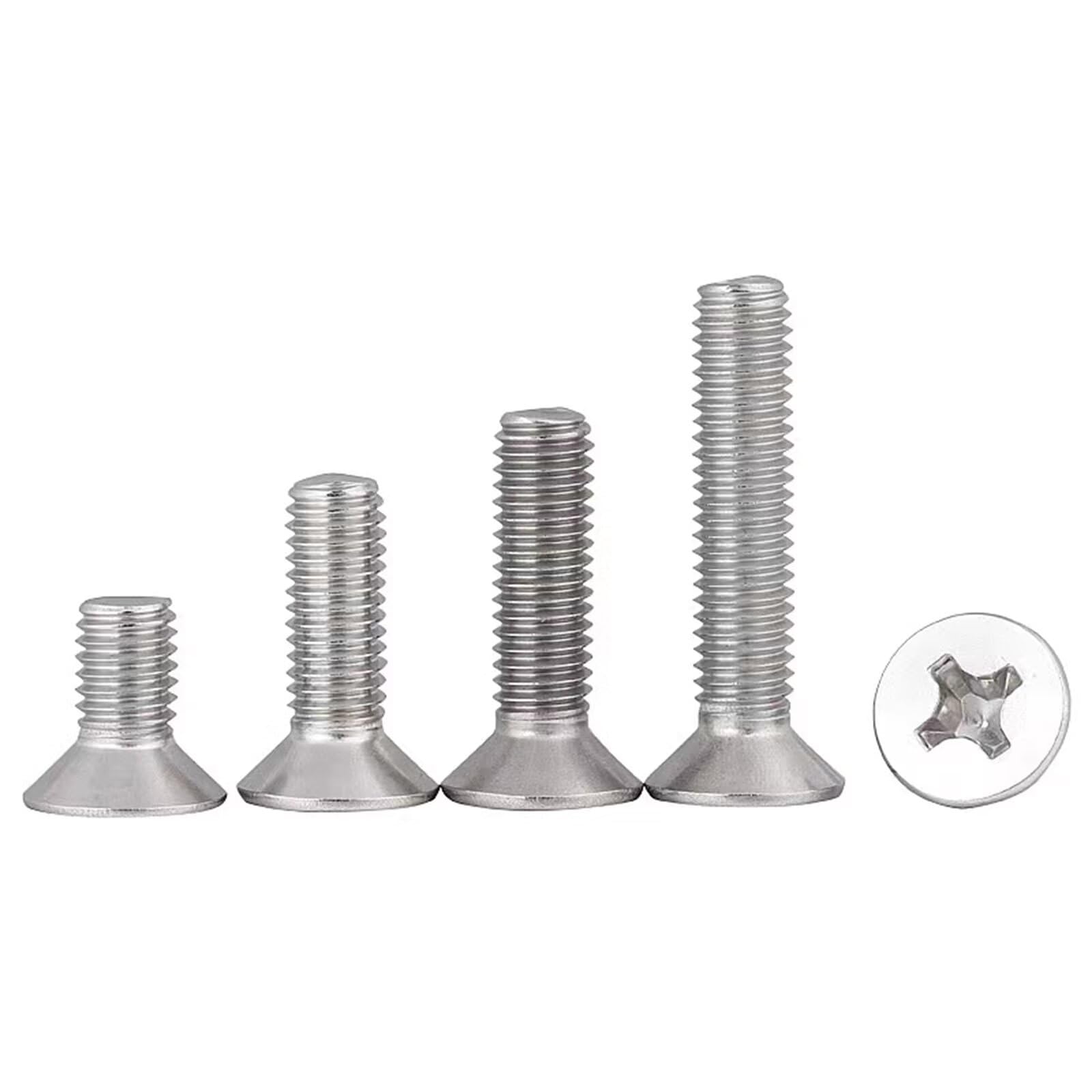 M4-0.7 x 12mm Flat Countersunk Head Machine Screws, Phillips Drive, Cross Screw，304 Stainless Steel,A2-70,GB819,Full Thread,Fasteners Bolts 50 PCS
