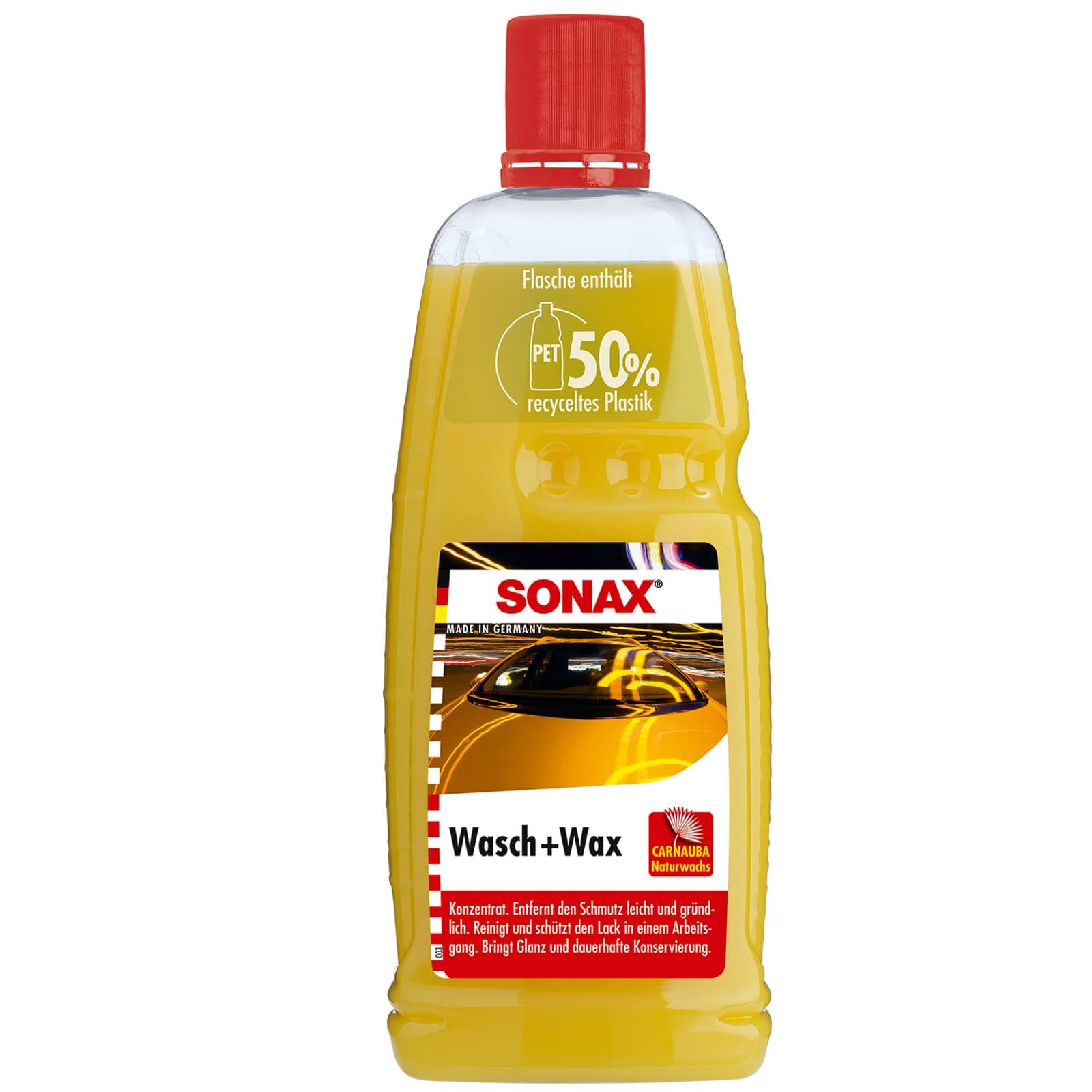 Wash+Wax 1 ltr | Dual Action Car Shampoo Cleaner & Protector | Cleans & Shields Paintwork Natural Carnauba Wax | Long-Lasting Shine & Protection | Highly Concentrated Formula | Art.No. 03133410
