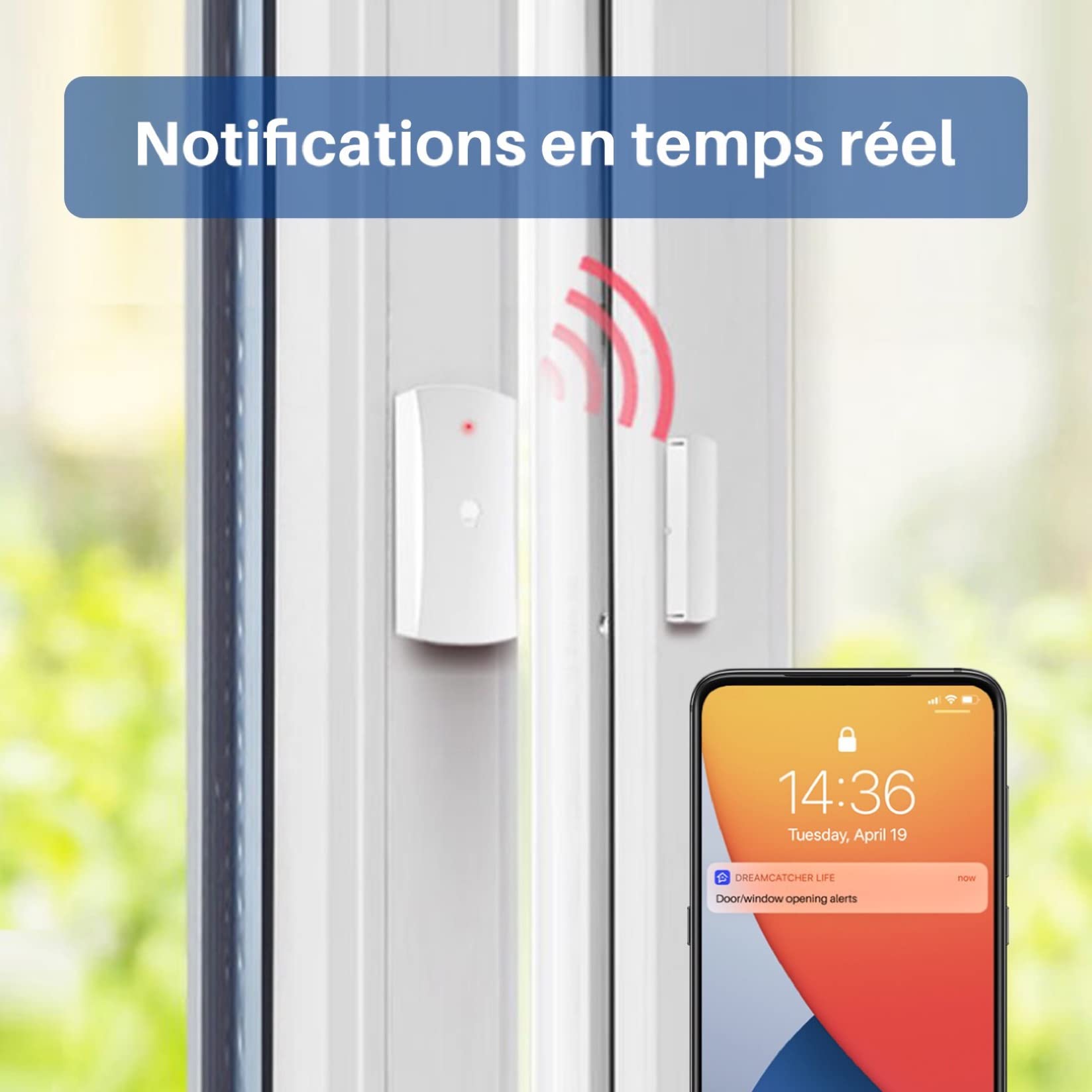 Chuango DWC-102 * 3 Détecteurs de Porte/Fenêtre sans Fil pour Système d’Alarme - Alerte Batterie Faible - Compatible avec Alexa, Google Assistant et Amazon - Sécurité Maison avec Fonction Application