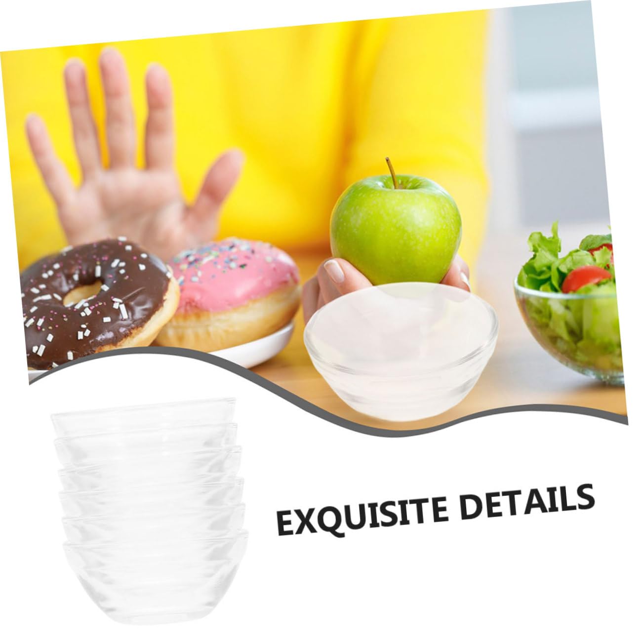 10 pezzi Ciotole in Vetro Trasparente Impilabili per Dessert Salse e Spezie Design Facile da Resistente e Versatile per Servire