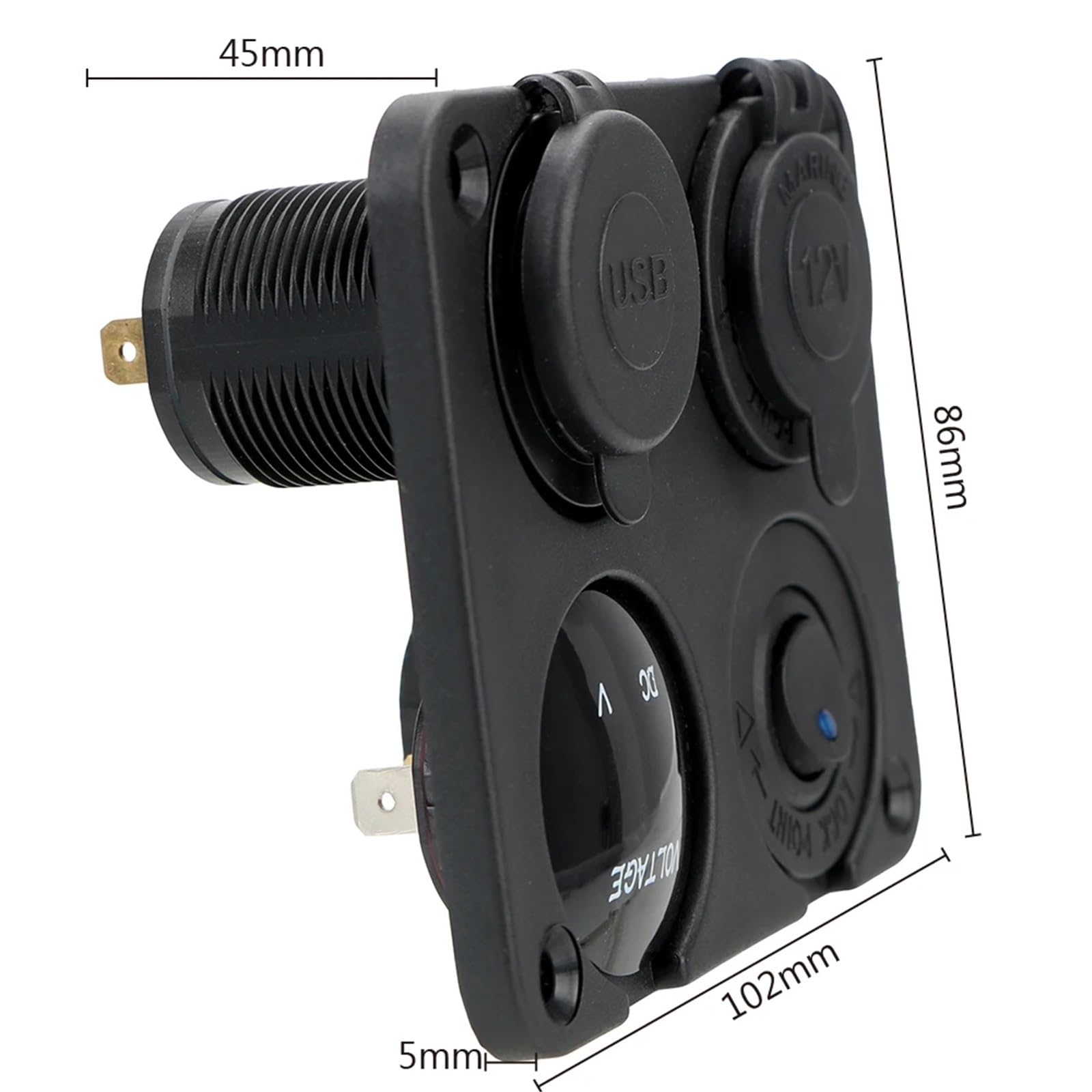For, camper, camion, veicoli, interruttore 12V, accendisigari, caricabatterie for auto 4 in 1, pannello interruttori con doppio caricatore USB Auto Barca Camper(Rot)