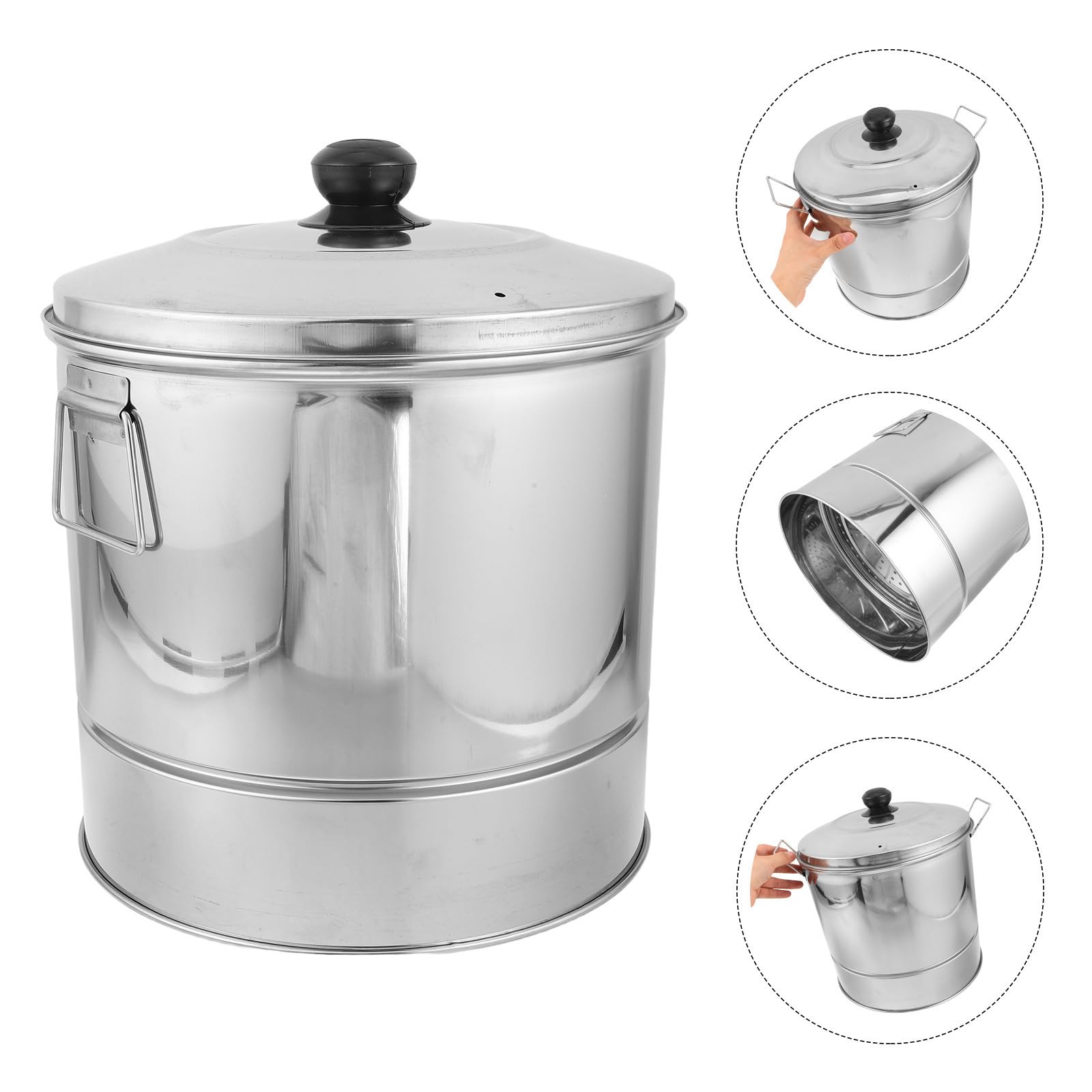 POPETPOP Vaporera de Acero Inoxidable Fácil de Limpiar para Cocinar al Vapor con Tapa y Diseño Apilable Adecuado para Uso Doméstico y Comercial