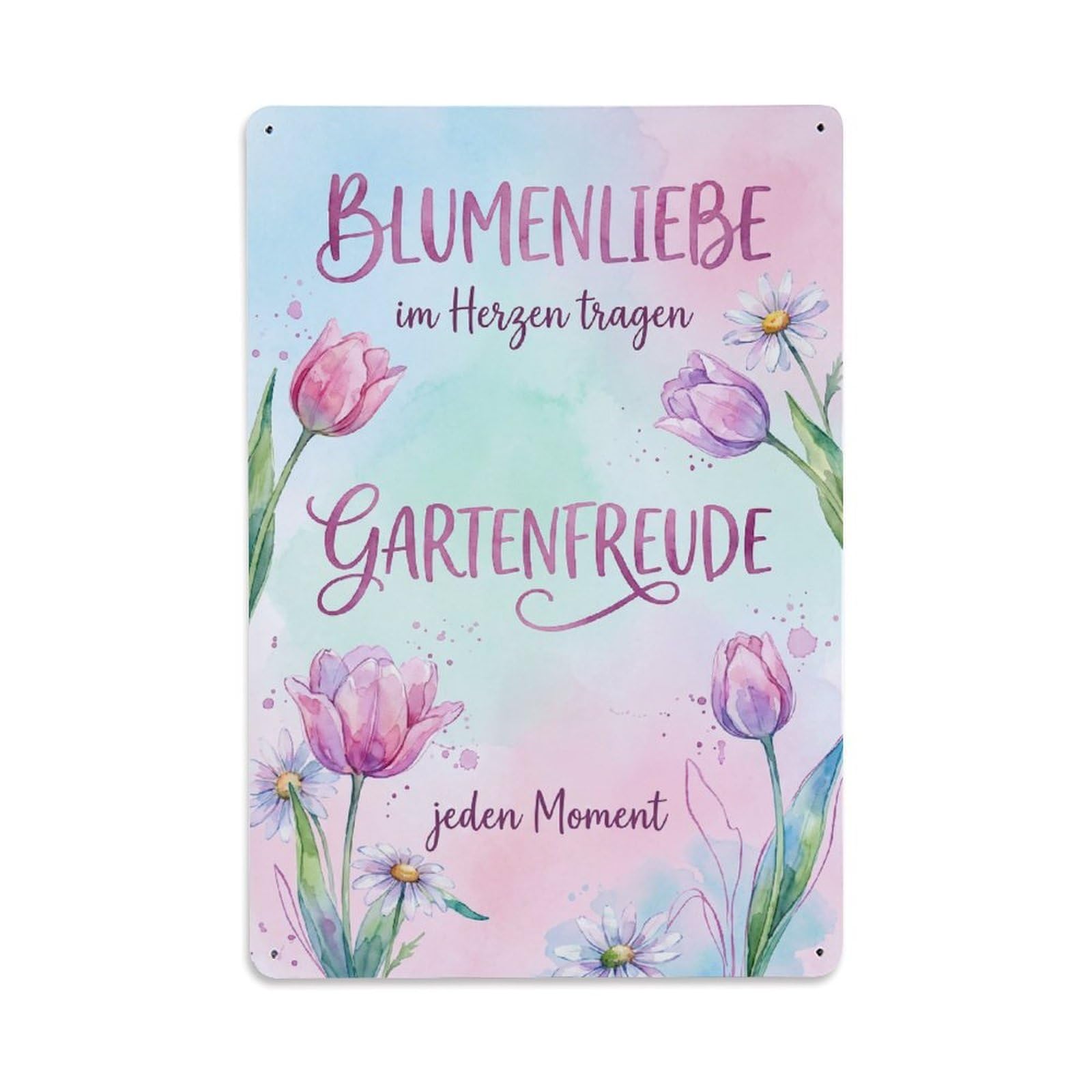 Watercolor Flower Love Soft Pastel Metal Tin Sign Plaque Wall Decor for Cafe, Club Bar, Office, Garden Metal Poster 8x12Inch
