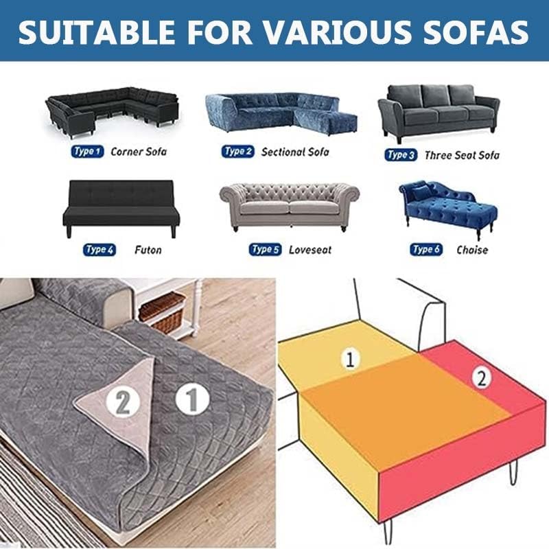 Miniatura 6 de Funda para sofá de esquina en forma de L, funda para sofá de 3214 plazas, funda de terciopelo grueso para sofá, protector de muebles antideslizante,