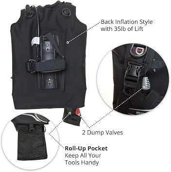 Mares Journey 3.0 Back-Inflation Scuba BCD with Integrated Weight Pockets - Scuba Gear - Scuba Diving BCD BCD Diving - Travel BCD - Dive System BCD - Back Inflation BCD Scuba - Large
