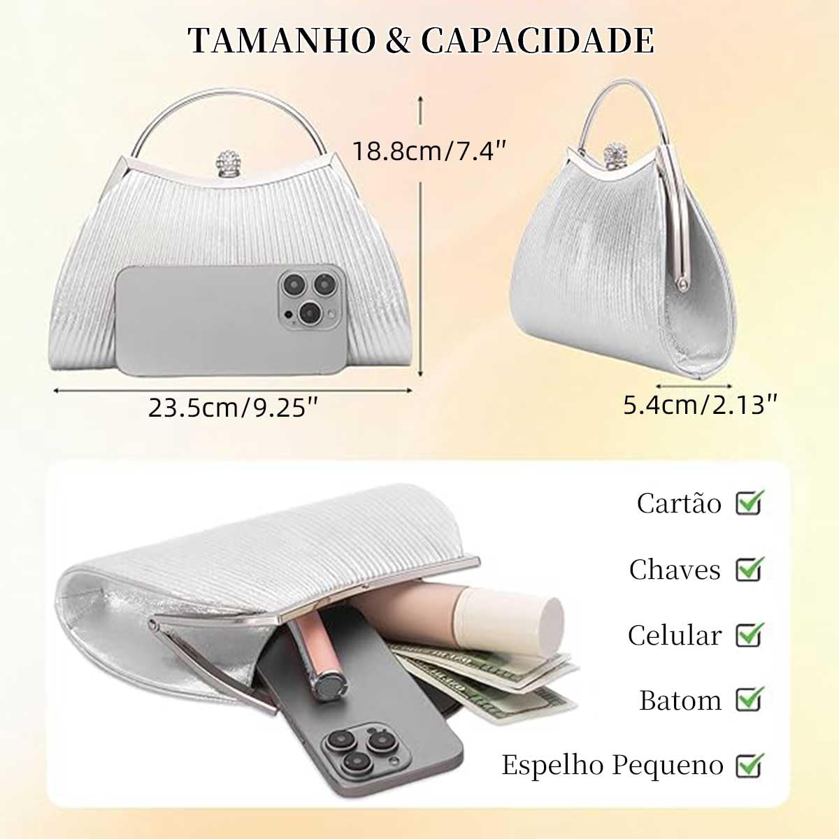 Bolsa Clutch Festa Feminina Dourada Poliéster Alça Haste Metálica Mão Ombro Transversal Com Correntes Removíveis em promoção! Veja a oferta e mais achadinhos de Bolsas 8 Hoje é o melhor dia para comprar Bolsa Clutch Festa Feminina Dourada Poliéster Alça Haste Metálica Mão Ombro Transversal Com Correntes Removíveis com aquele preço maroto! Promoção! Aproveite a oferta! 8