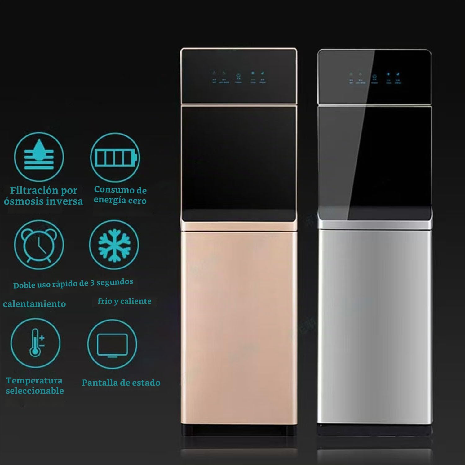 Dispensador independiente de agua alimentado por red con temperaturas calientes y tibias para uso doméstico y de oficina