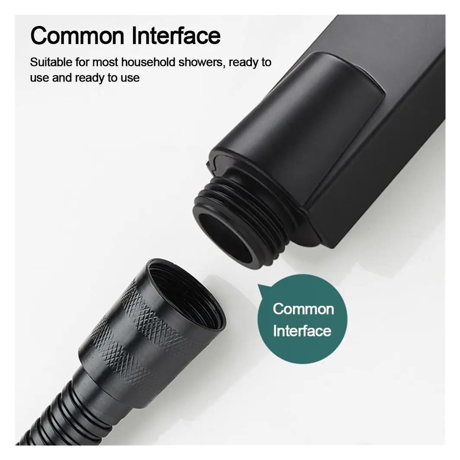 Soffione doccia ad alta pressione, irrigatore portatile quadrato, argento/nero, spruzzatore universale multifunzione(Black)