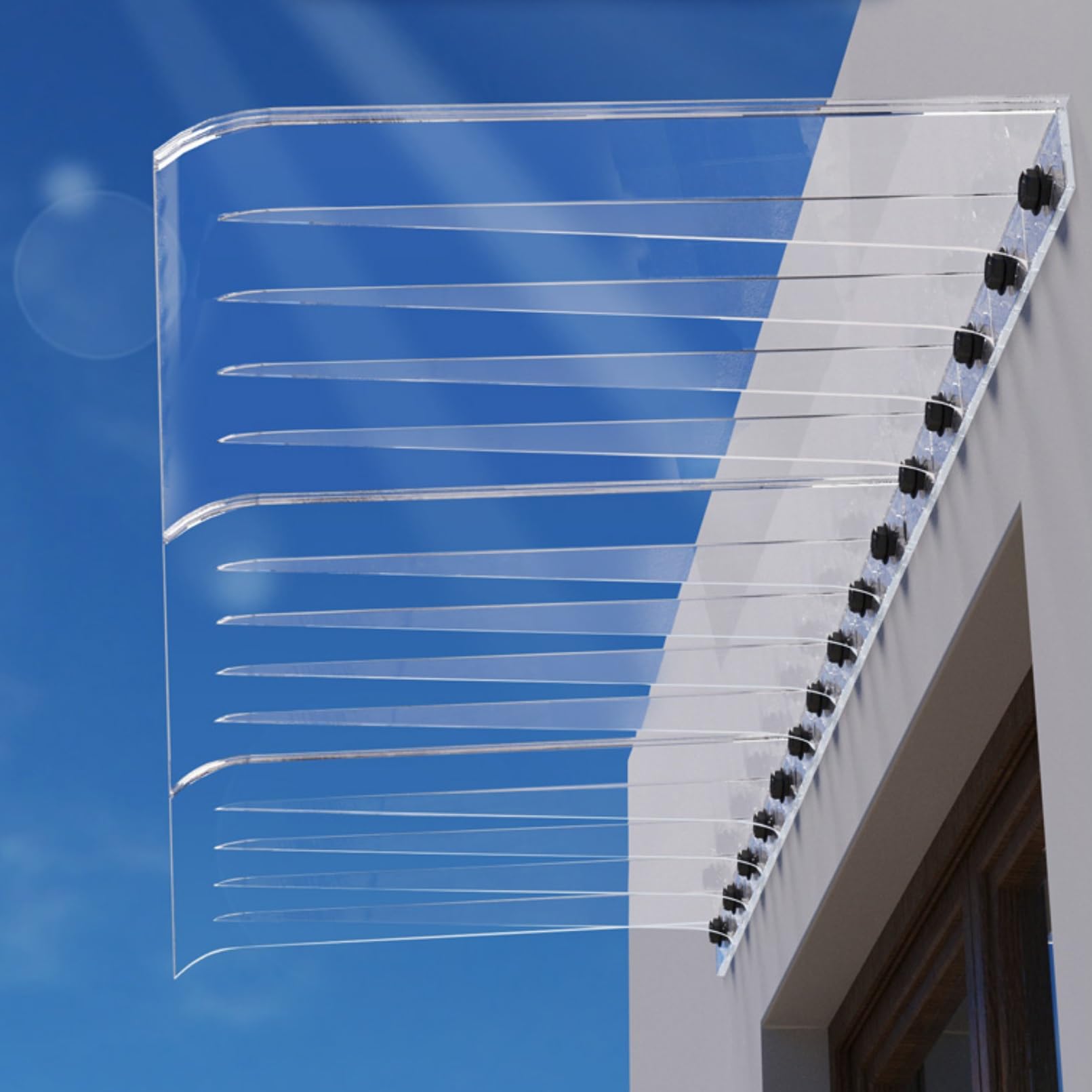 Auvent de porte silencieux fini les bruits de pluie sur la fenêtre en polycarbonate
