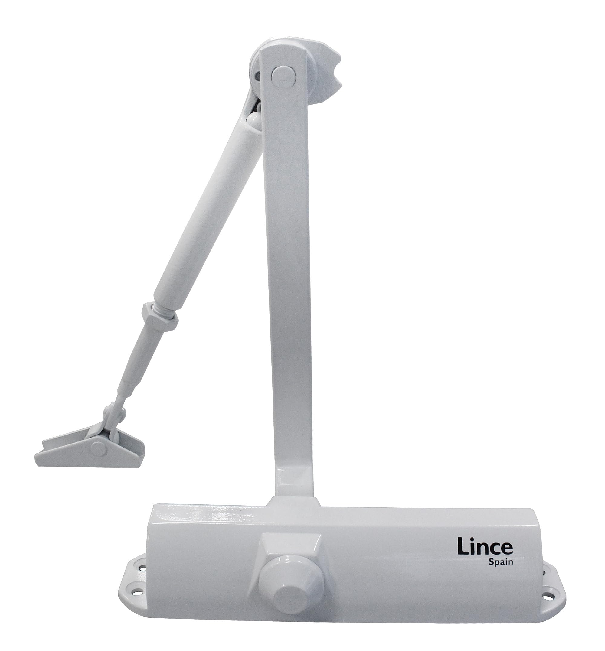 LINCE - CPA24RB Cierrapuertas de Brazo Articulado con Función de Retención Acabado Blanco Fuerza Regulable EN 2-4 para Puertas de Interior
