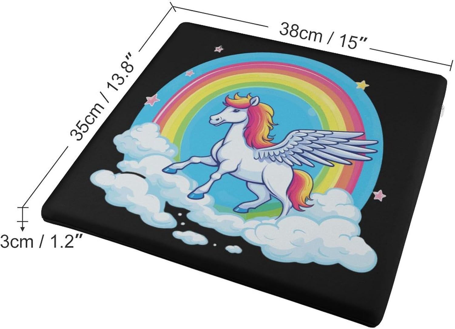 Rainbow Pegasus Floor Pillow Meditation Yoga Cushion Square Chair Cushion Pillows Seating for Adults