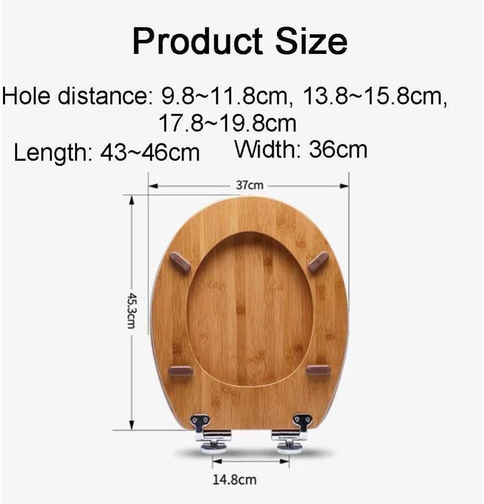 RRH Toilet Seats Toilet Seats Toilet Seat Bamboo Toilet Lid Cover V/U/O Shape Compatible with Soft Close Adjustable Hinge Quick Release Top Mounted Easy Clean,37 45.3CM Toilet seat,Family washroom