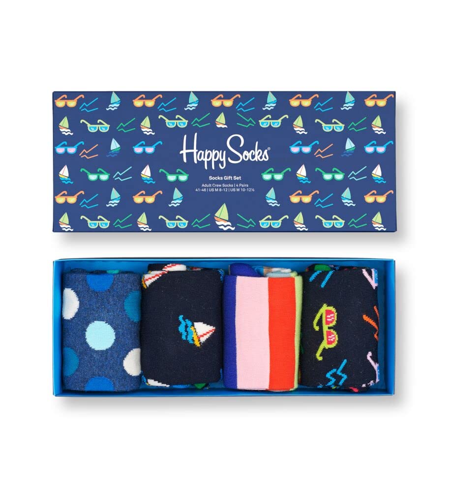 Men's Happy 4-pack Navy Gift Set Socks, Multi, M UK, Multi, M