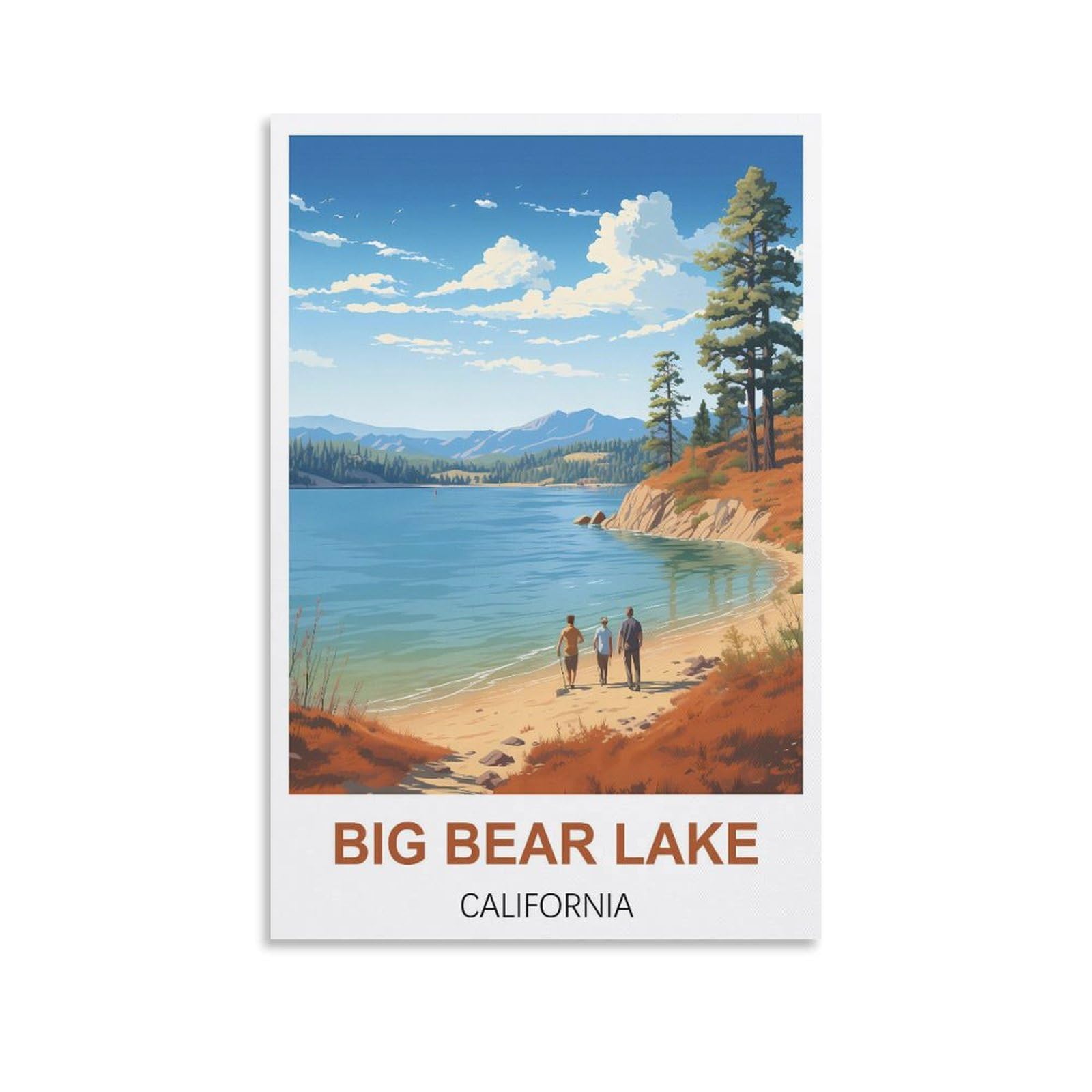Metal Tin Sign Big Bear Lake California,Wall Poster Retro Tin Sign Metal Plaque for Bar Wall Decor Home Living Room Wall Art Decor 15x30cm